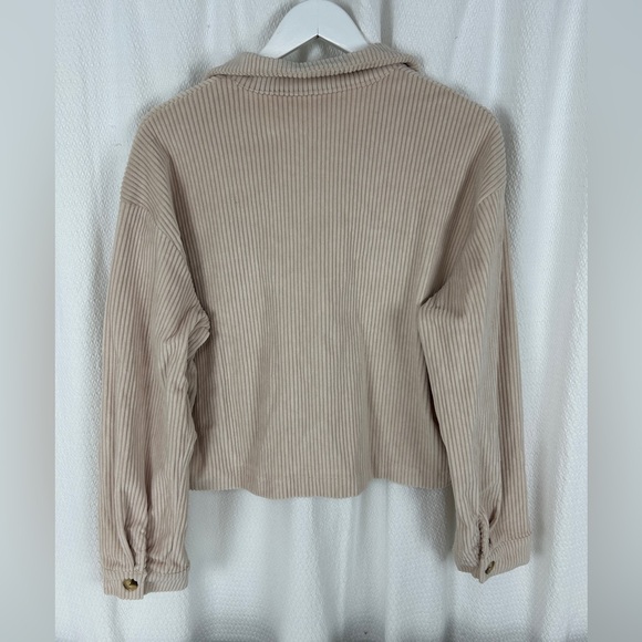 Cropped Shacket Ribbed Cream Large - Picture 2 of 3